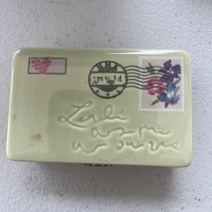 Hallmark Signature Ceramic Trinket Box Suitcase Postal Note Addressed Design